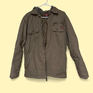 Wrangler Duck Canvas Quilted Hooded Work Jacket Men’s Medium Olive Utility Coat